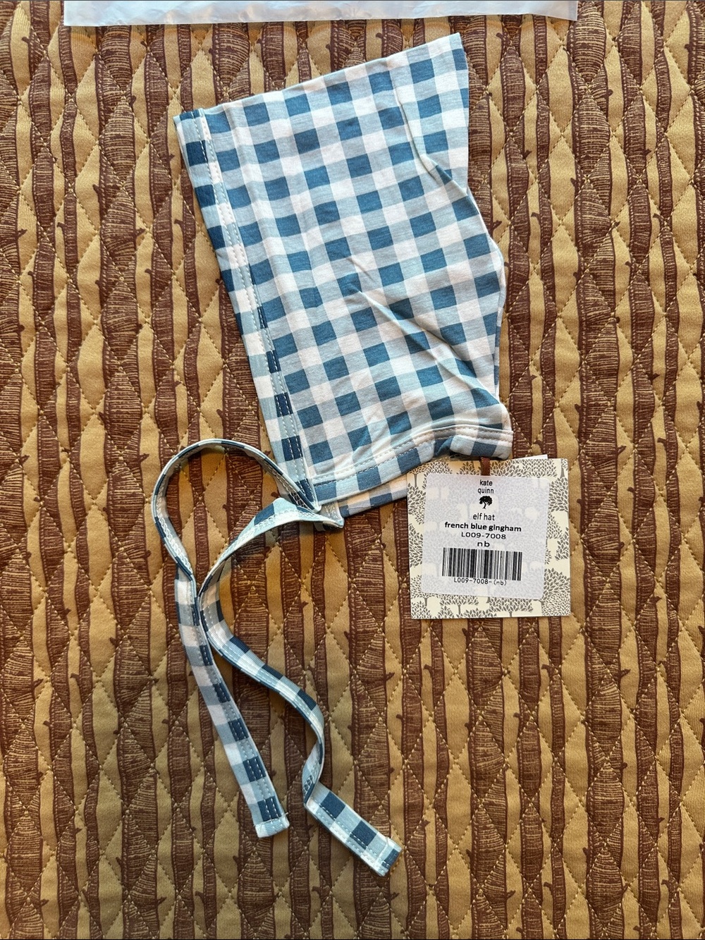 Kate Quinn gingham elf hat